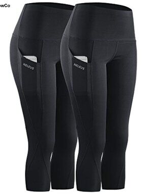 High Waist Tummy Control Capri Leggings with Pocket Yoga Running